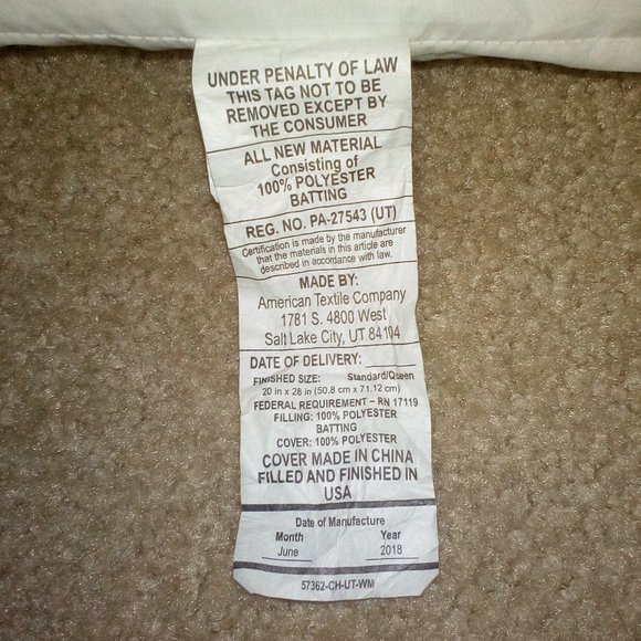 (2) Bed Pillows.  Good Condition - Picture 3 of 4